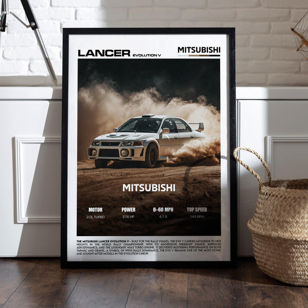 Mitsubishi Lancer Evo V Poster – JDM Rally Car Wall Art Print, Evo 5 Turbo Poster for Garage, Office or Living Room – Car Gift 4371078005