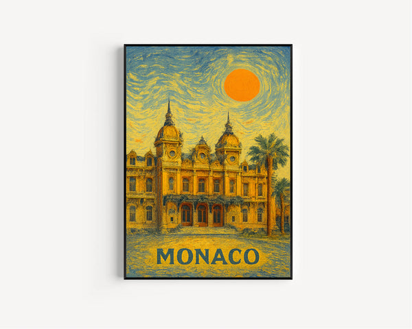 Monaco Poster Print, Monaco Travel Poster, Monaco Van Gogh Style Wall Art, Monaco, Monaco