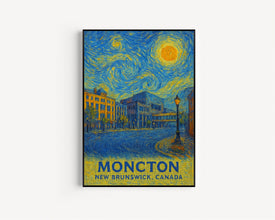 Moncton Poster Print, Moncton Travel Poster, Moncton Van Gogh Style Wall Art, Moncton, New Brunswick, Canada