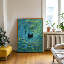 Monet Waterlily Cat Print, Claude Monet Cat Poster, Cat Art, Floral Print, Wall Art Decor Monet, Wood Framed Sign, Home Decor, Framed Prints copy
