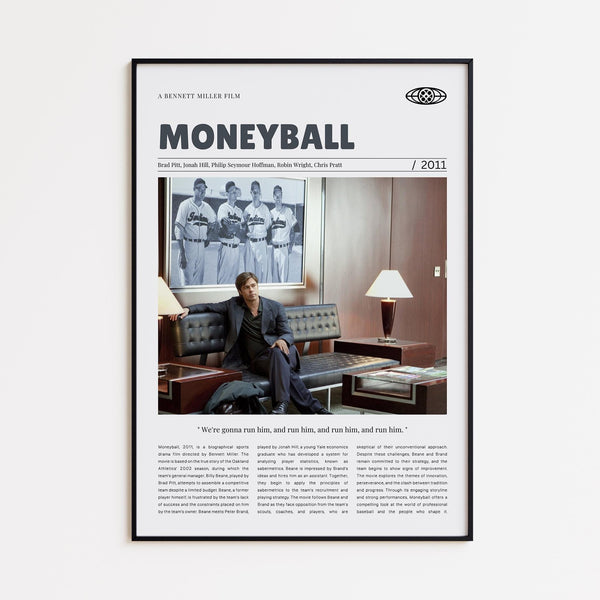 Moneyball, Bennett Miller, Retro Movie Poster, Custom Movie Poster 4421169370