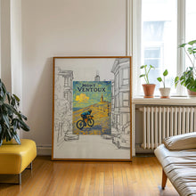 Mont Ventoux Cycling Travel Poster, France, Provence, Mountain, Tour de France, Vintage Travel Print, Road Bike, Cycling Alps, Retro Artwork