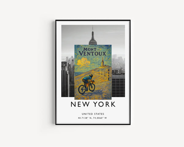 Mont Ventoux Cycling Travel Poster, France, Provence, Mountain, Tour de France, Vintage Travel Print, Road Bike, Cycling Alps, Retro Artwork