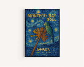 Montego Bay Colourful Travel Print - Travel Poster, Fashion Holiday, Trendy Retro Abstract Travel Art, Summer Destination, Jamaica Carribean