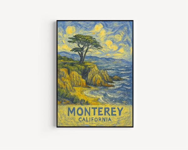 Monterey California Travel Poster, Monterey Print, California Travel Wall Art, City Personalised Gifts, Wedding Present