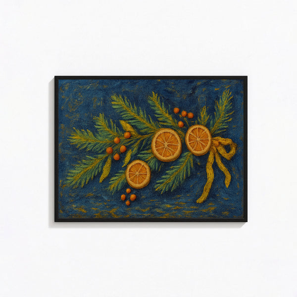 Moody Christmas Pine Branch Print Vintage Winter Wall Art