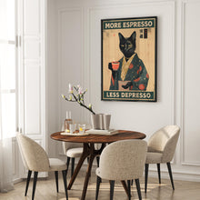 More Espresso Less Depresso, Funky Kitchen Print, Coffee Prints, Retro Print, Japanese Cat Poster, Cat Lovers Gift, Animal Wall Decor 1746082830