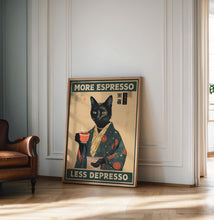 More Espresso Less Depresso, Funky Kitchen Print, Coffee Prints, Retro Print, Japanese Cat Poster, Cat Lovers Gift, Animal Wall Decor 1746082830