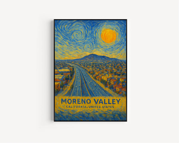 Moreno Valley Poster Print, Moreno Valley Travel Poster, Moreno Valley Van Gogh Style Wall Art, Moreno Valley, California, United States
