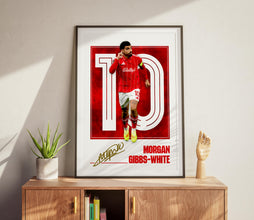 Morgan Gibbs-White Poster Nottingham Football Poster, Modern Sports Design 4394250688