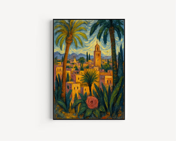 Morocco Marrakech Palace Poster, Retro Travel Wall Art, Global Decor for Home and Office Landscape Art Unique Travel Themed Gift