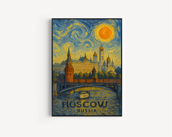 Moscow Poster Print, Moscow Travel Poster, Moscow Van Gogh Style Wall Art, Moscow, Russia