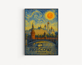 Moscow Poster Print, Moscow Travel Poster, Moscow Van Gogh Style Wall Art, Moscow, Russia