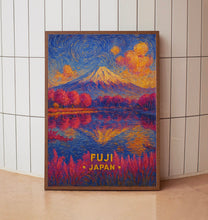 Mount Fuji Poster – Dreamy Sakura Reflection, Japan Landscape, Vintage Travel Art Print