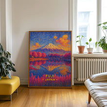 Mount Fuji Poster – Dreamy Sakura Reflection, Japan Landscape, Vintage Travel Art Print
