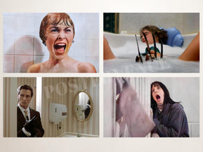 Movie Bathroom Art Poster Set, Halloween Horror Prints, Movie Bathroom Bundle, Printable Horror Wall Art Decor, Set of Four Funny Movie Gift 1785334872