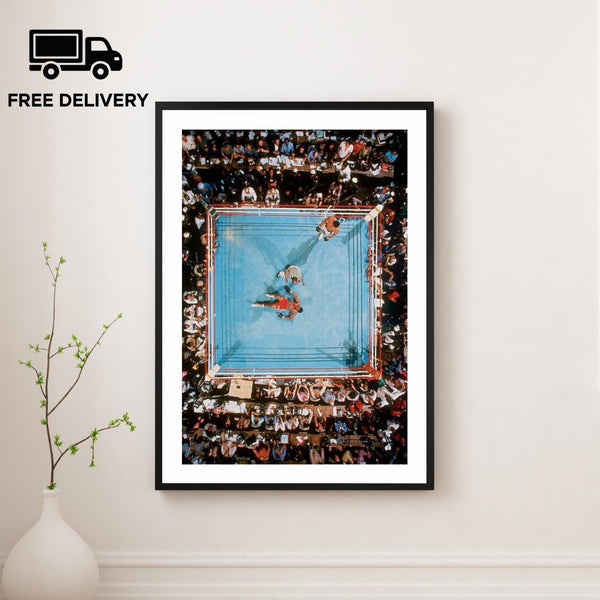 Muhammad Ali Aerial Ring Print, Boxing Motivational Poster, Fine Art Photography Wall Art, Sports Fan Gift, Boxing WBA Black and White Print 4443728668