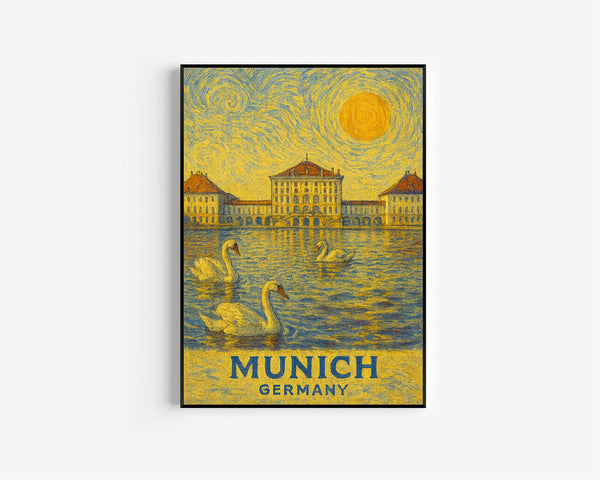 Munich Poster Print, Munich Travel Poster, Munich Van Gogh Style Wall Art, Munich, Germany