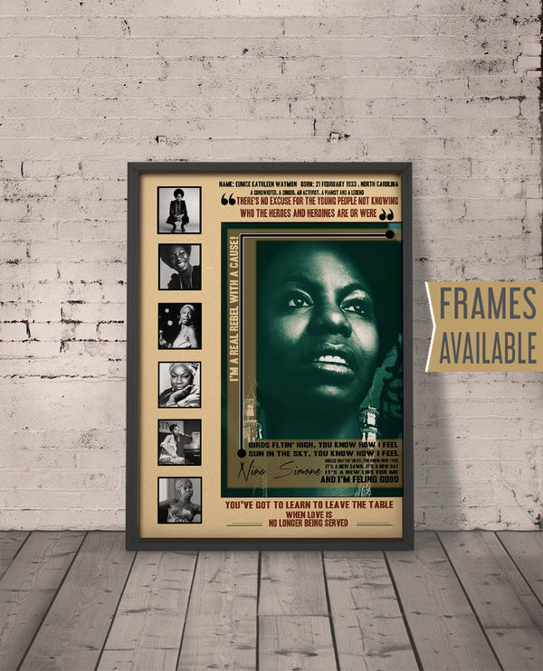 NINA SIMONE Poster  Music Quote Lyrics Art Print  1960's Jazz Blues Music Retro Vintage Wall Decoration    Frame Option 246876715