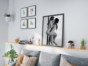 Naked Lesbians Kissing Print, Feminist Poster, Black and White, Nude Woman Photography, Girls Bathroom Decor, LGBT, Queer, Digital Download 1732043618