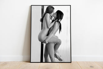 Naked Lesbians Kissing Print, Feminist Poster, Black and White, Nude Woman Photography, Girls Bathroom Decor, LGBT, Queer, Digital Download 1732043618
