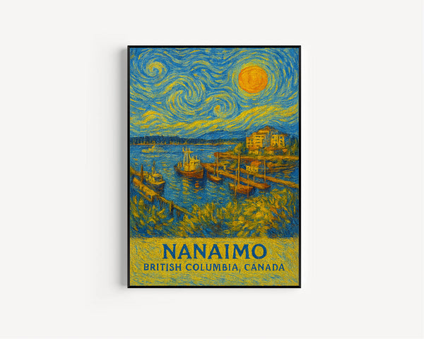 Nanaimo Poster Print, Nanaimo Travel Poster, Nanaimo Van Gogh Style Wall Art, Nanaimo, British Columbia, Canada
