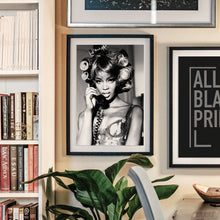 Naomi Campbell On Telephone Print, Black and White Wall Art, Vintage Print, Photography Prints, Museum Quality Photo Art Print 1606605396