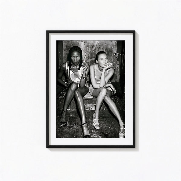 Naomi Campbell and Kate Moss Print, Fashion Poster, Black and White Wall Art, Vintage Print, Photography Prints, Museum Quality Print 1620778395 6470