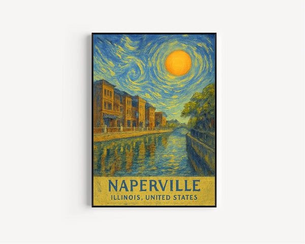 Naperville Poster Print, Naperville Travel Poster, Naperville Van Gogh Style Wall Art, Naperville, Illinois, United States