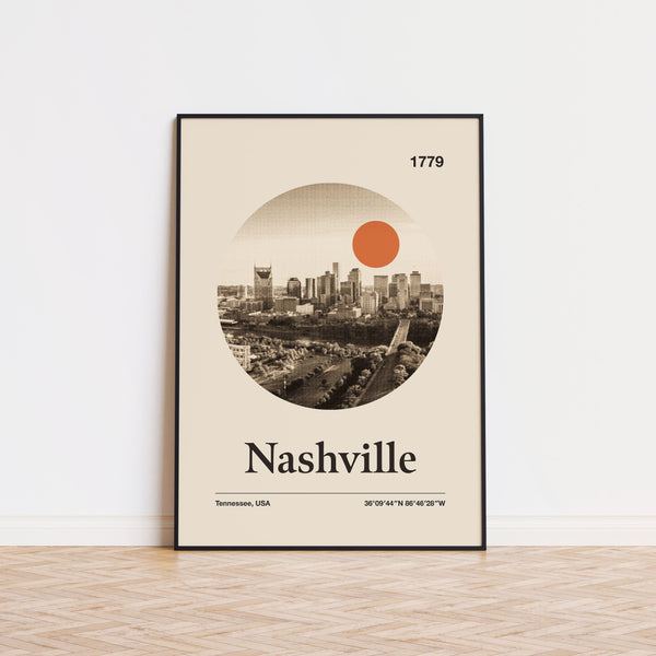 Nashville City Poster  Minimalist Art Print  City Poster  Mid Century Poster  Travel Print Art  Retro City Poster  Tennessee 1637540954