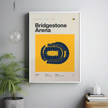 Nashville Predators Poster, Bridgestone Arena Stadium Print, Mid Century Modern Hockey-Q28AIZ
