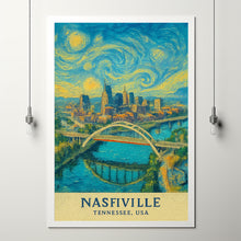 Nashville Print, Nashville Photo Poster, Nashville Travel Wall Art, Nashville Map Print, Nashville Van Gogh Style, Nashville, Tennessee, USA