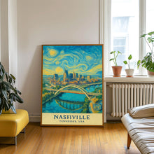 Nashville Print, Nashville Photo Poster, Nashville Travel Wall Art, Nashville Map Print, Nashville Van Gogh Style, Nashville, Tennessee, USA