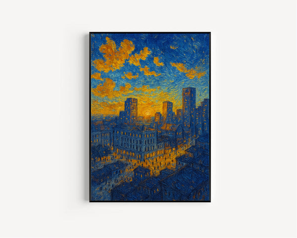 Nashville Tennessee, USA, Van Gogh Style Art, Cityscape Canvas, Poster, Skyline Print, Sunset Art, Home Decor, Wall Art, Travel Souvenir
