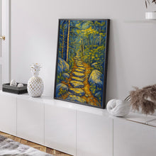 Nature Framed Wall Art, Forest Path Landscape Wall Decor, Modern Farmhouse Canvas Art, Abstract Botanical Canvas Decor