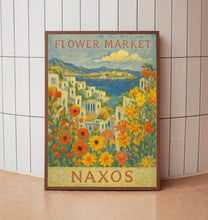 Naxos Flower Market Poster, Wall Decor, Greece Floral Illustration, Botanical Gallery Wall Art, Gift For Friend, Travel Poster, Modern