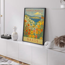 Naxos Flower Market Poster, Wall Decor, Greece Floral Illustration, Botanical Gallery Wall Art, Gift For Friend, Travel Poster, Modern