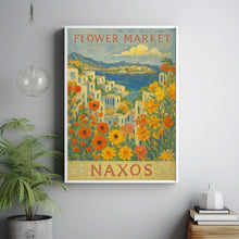 Naxos Flower Market Poster, Wall Decor, Greece Floral Illustration, Botanical Gallery Wall Art, Gift For Friend, Travel Poster, Modern