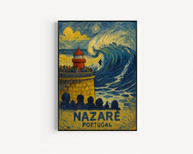 Nazare Portugal Travel Poster, Nazare Print, Portugal Wall Art, Personalised Travel Poster, Birthday Present, Wedding Gifts