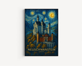 Neuschwanstein Castle Travel Poster - Germany Wall Art Print, Illustration Poster, Home & Office decor, Gift idea, Bavaria travel print