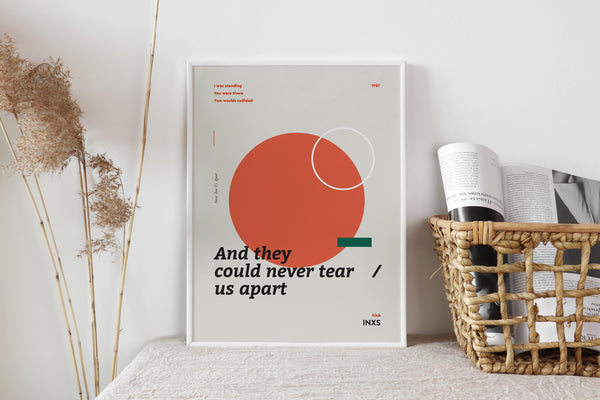 Never Tear Us Apart inspired poster - Minimalist Art - Wall Art - Home Decor - Design Print 1497570577