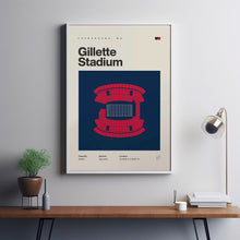 New England Patriots Poster, Gillette Stadium Print, Mid Century Modern Football Poster-M5T270