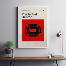 New Jersey Devils Poster, Prudential Center Print, Mid Century Modern Hockey Poster, Sp-6PINXJ