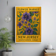 New Jersey State Flower Art Print, Violet 1960s Wall Art, Neutral Botanical Pastel Artwork, New Jersey Flower Market Decor, C31-63