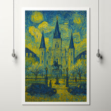 New Orleans, USA, Van Gogh Style, Canvas and Poster, Church Print, City Wall Decor, Travel Art, Landmark Illustration, Wall Art Decor