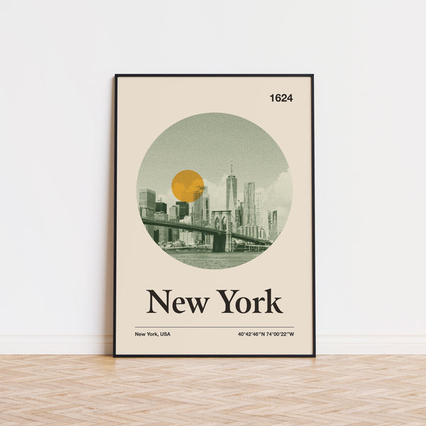 New York City Poster  Minimalist Art Print  City Poster  Mid Century Poster  Travel Print Art  Retro City Poster  1555535681