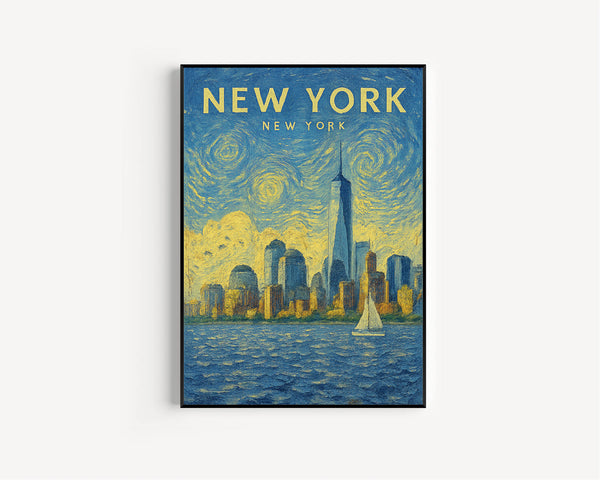New York City Skyline Poster Print, NYC Wall Art Print Home Decor, Vintage New York State Travel Poster, New York City Wall Art Travel Gift