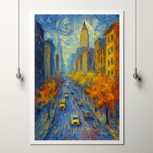 New York City Street Fall Art Print, Autumn Wall Art Holiday Decor, Fall in New York Vintage