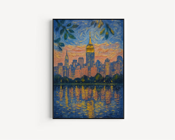 New York City Travel Poster, Retro Manhattan Wall Art, NYC Skyline Decor, US Cities Landscape Prints for Home and Office New York Poster