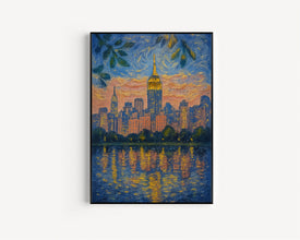 New York City Travel Poster, Retro Manhattan Wall Art, NYC Skyline Decor, US Cities Landscape Prints for Home and Office New York Poster